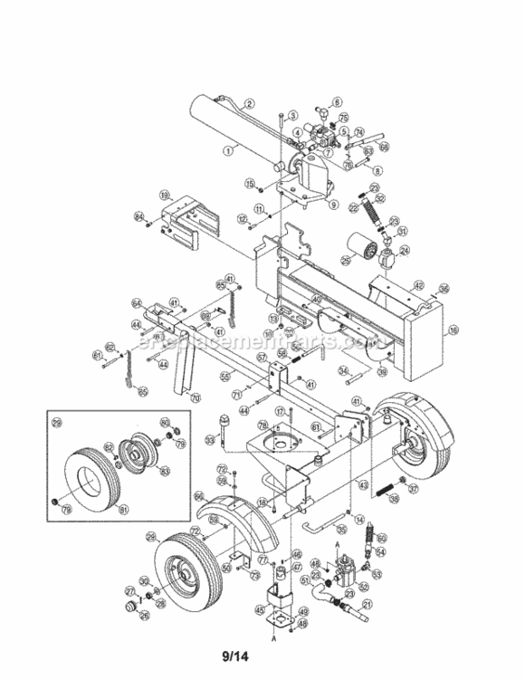 Page A Diagram and Parts List for 247776410  Craftsman Log Splitter
