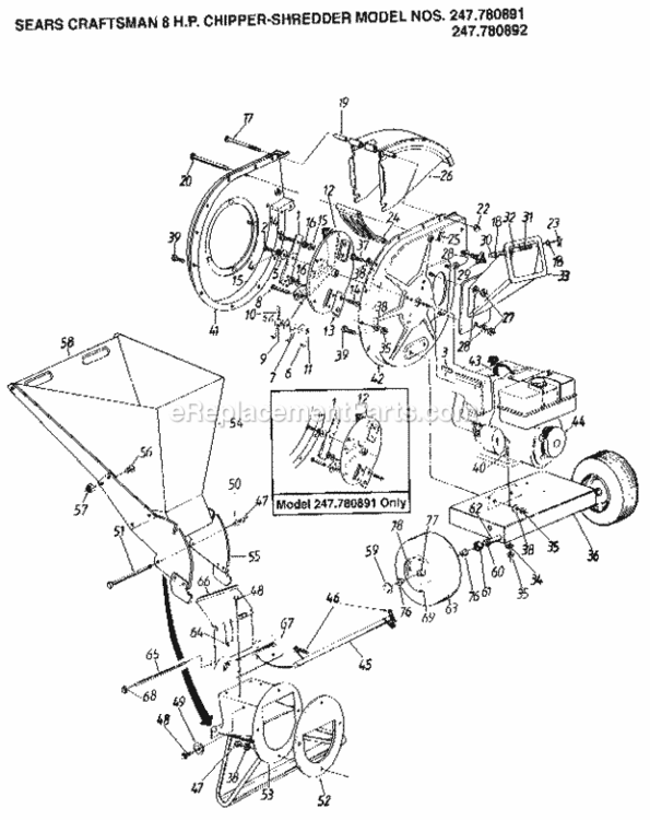 Page A Diagram and Parts List for 247780892  Craftsman Chipper Shredder