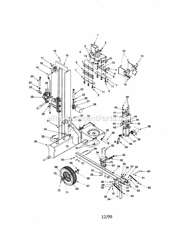 Page A Diagram and Parts List for 247794500  Craftsman Log Splitter