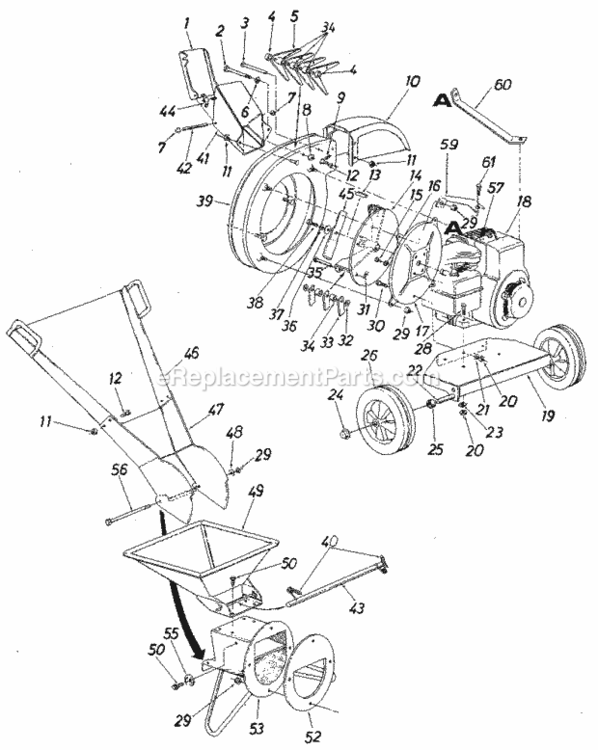 Page A Diagram and Parts List for 247796893  Craftsman Chipper Shredder