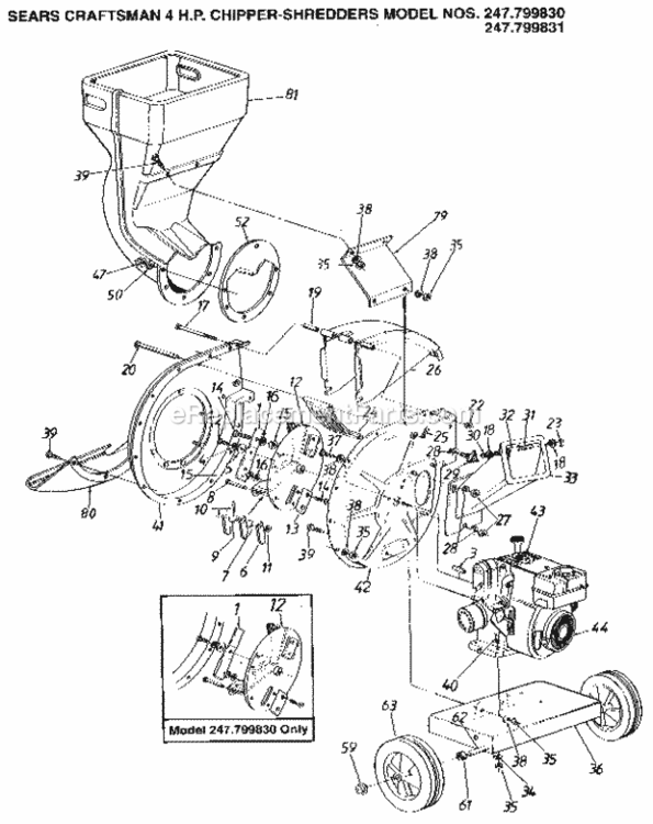 Page A Diagram and Parts List for 247799830  Craftsman Chipper Shredder