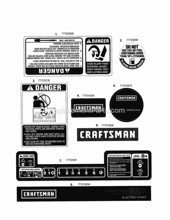 Page D Diagram and Parts List for 247881721  Craftsman Snow Blower