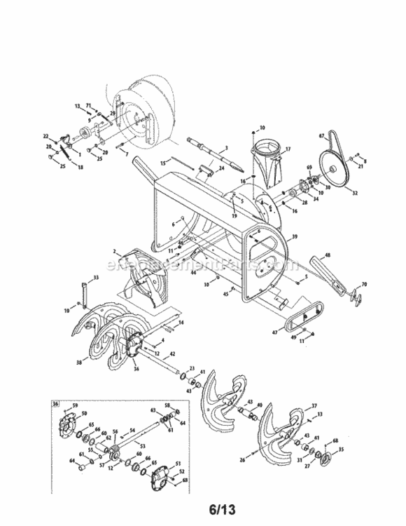 Page A Diagram and Parts List for 247883971  Craftsman Snow Blower