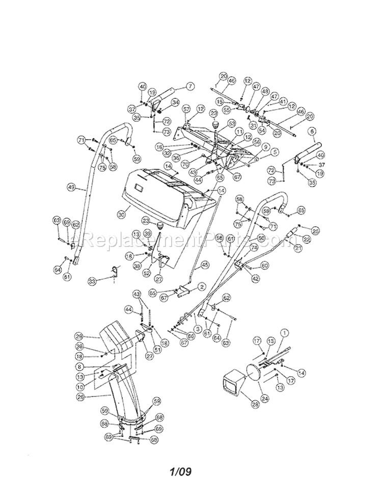 Handle Panel / Handles Diagram and Parts List for 247885500  Craftsman Snow Blower