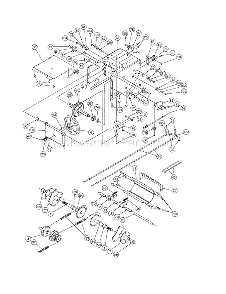 Axle / Frame Diagram and Parts List for 247885500  Craftsman Snow Blower
