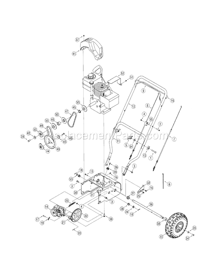 Handle / Drive Housing Diagram and Parts List for 247885550  Craftsman Snow Blower