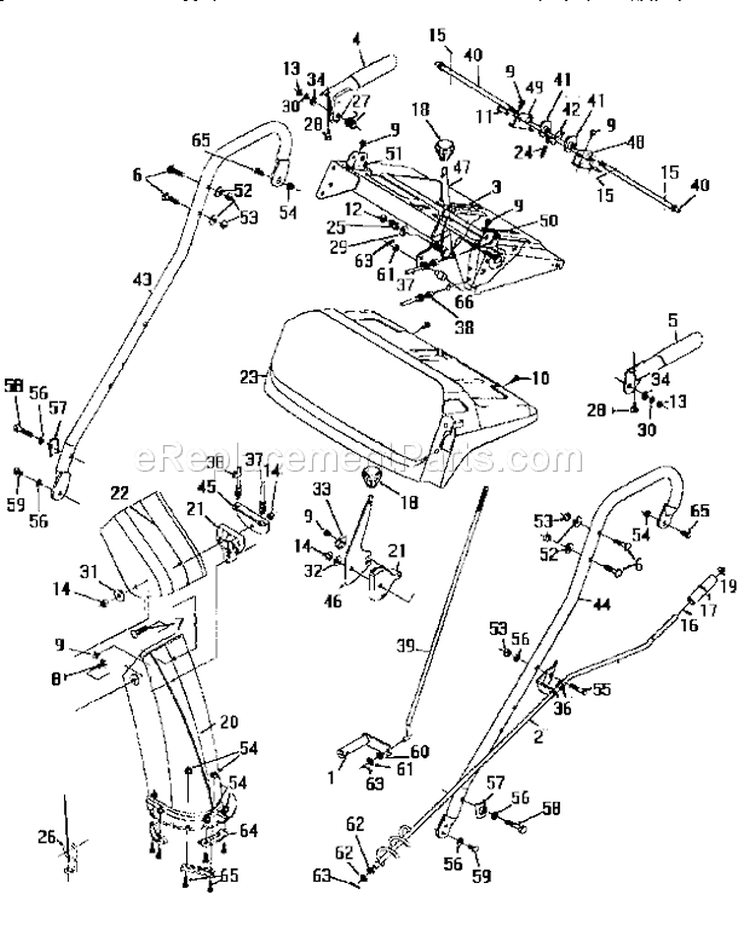 Handle Assembly Diagram and Parts List for 247885570  Craftsman Snow Blower
