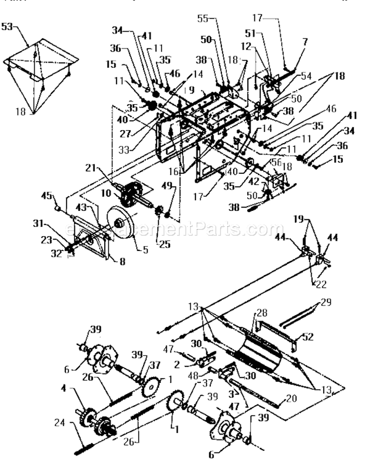 Main Frame Diagram and Parts List for 247885570  Craftsman Snow Blower