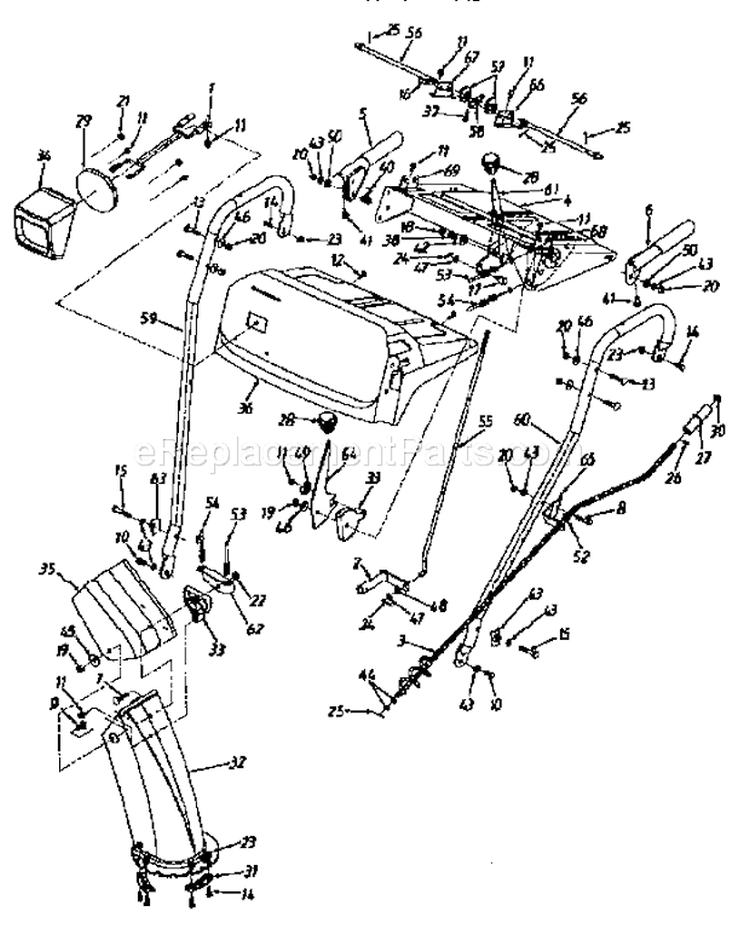 Handle Assembly Diagram and Parts List for 247885680  Craftsman Snow Blower
