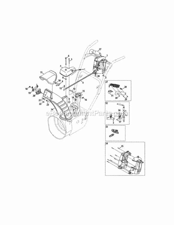 Page B Diagram and Parts List for 247886914  Craftsman Snow Blower