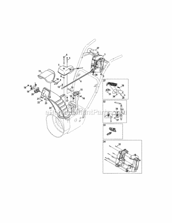 Page C Diagram and Parts List for 247886940  Craftsman Snow Blower