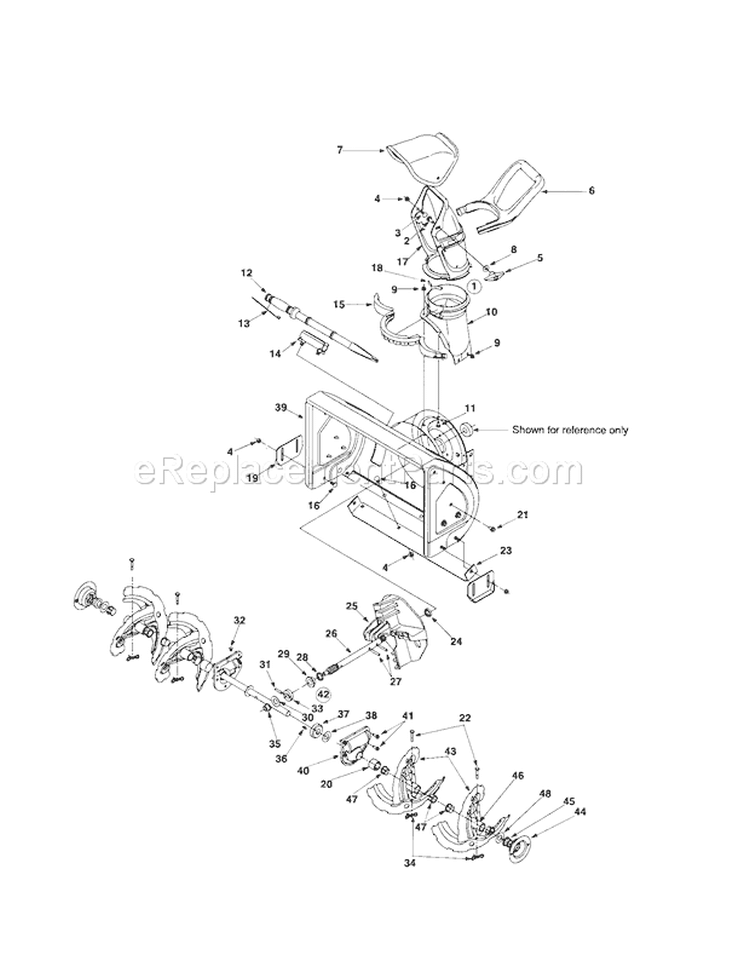 Chute/Auger Diagram and Parts List for 247887001  Craftsman Snow Blower