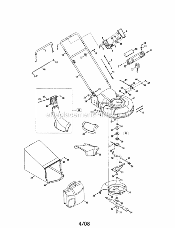 Page A Diagram and Parts List for 247887210  Craftsman Lawn Mower