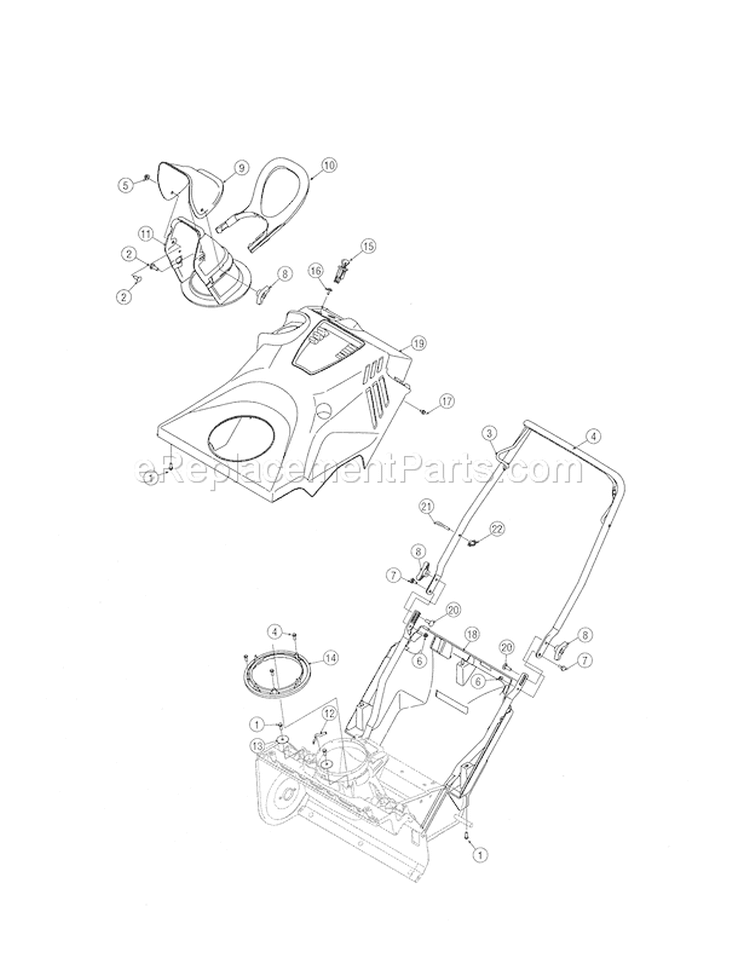 Chute/Handle Diagram and Parts List for 247887801  Craftsman Snow Blower