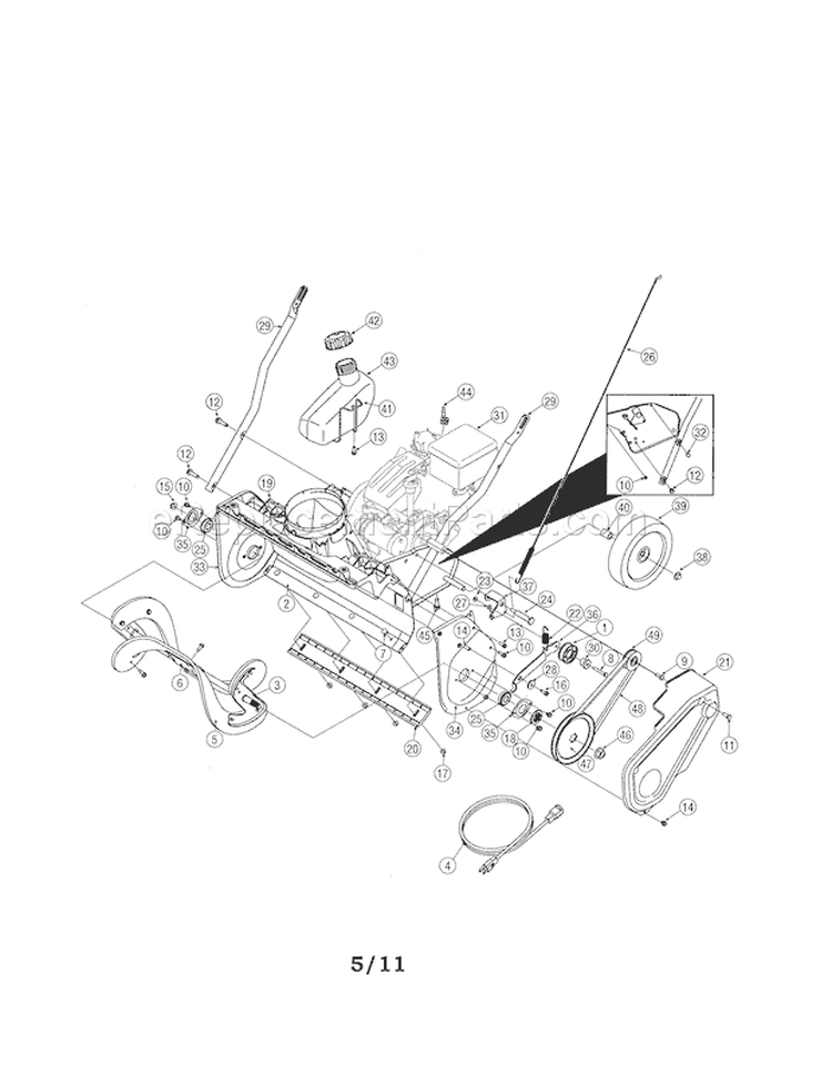 Auger & Housing Diagram and Parts List for 24788780  Craftsman Snow Blower
