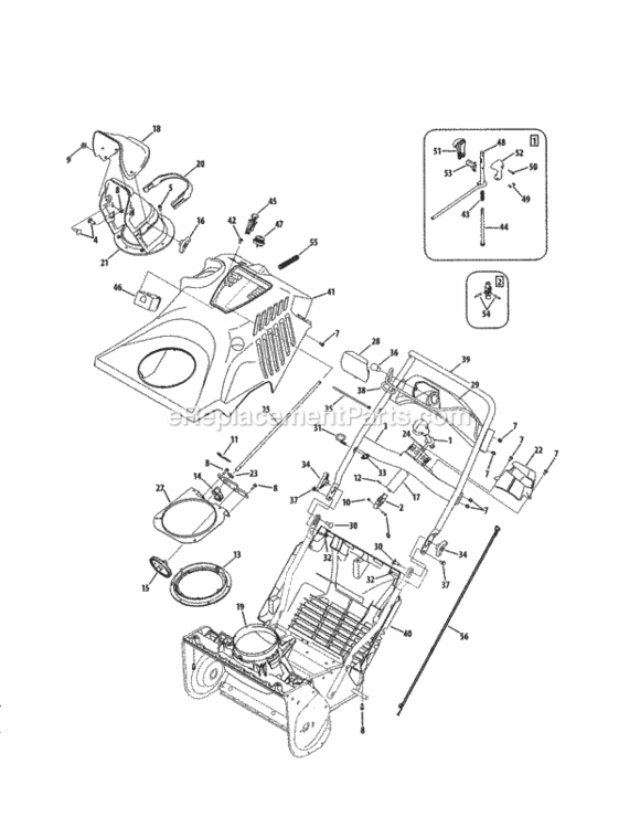 Page B Diagram and Parts List for 247887821  Craftsman Snow Blower