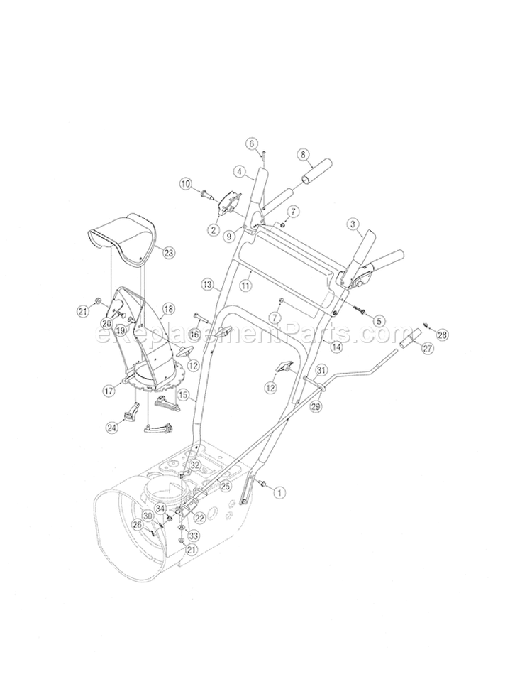Handles / Diagram and Parts List for 24788787  Craftsman Snow Blower