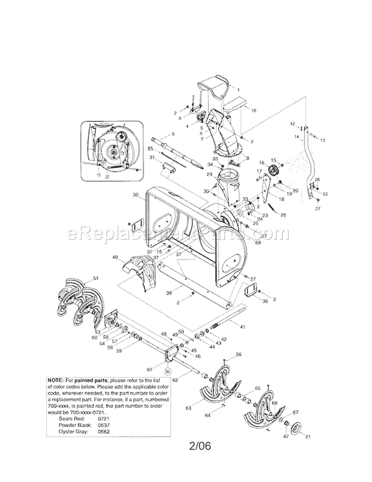 Auger Housing / Spiral Asse Diagram and Parts List for 247887900  Craftsman Snow Blower