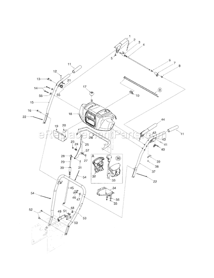 Handle / Steering Control Diagram and Parts List for 247887900  Craftsman Snow Blower