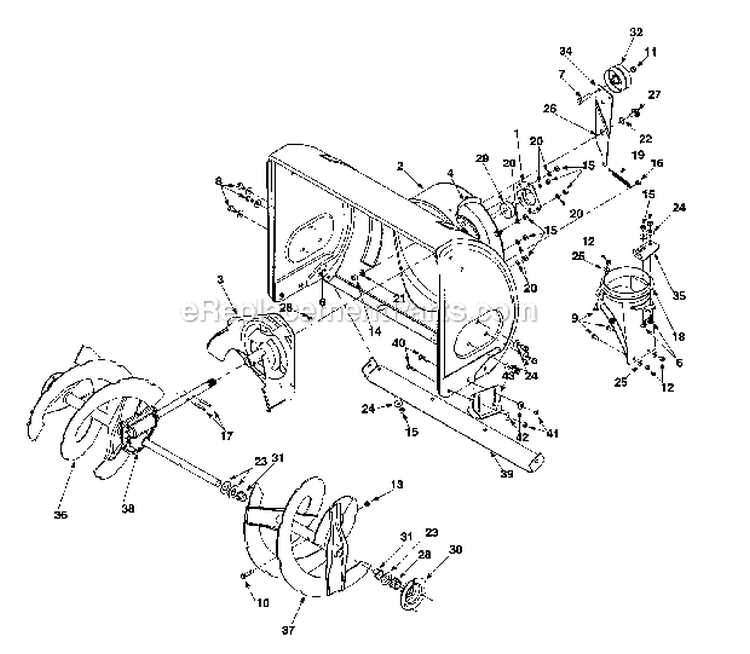 Auger_HousingImpeller Diagram and Parts List for 247888160  Craftsman Snow Blower