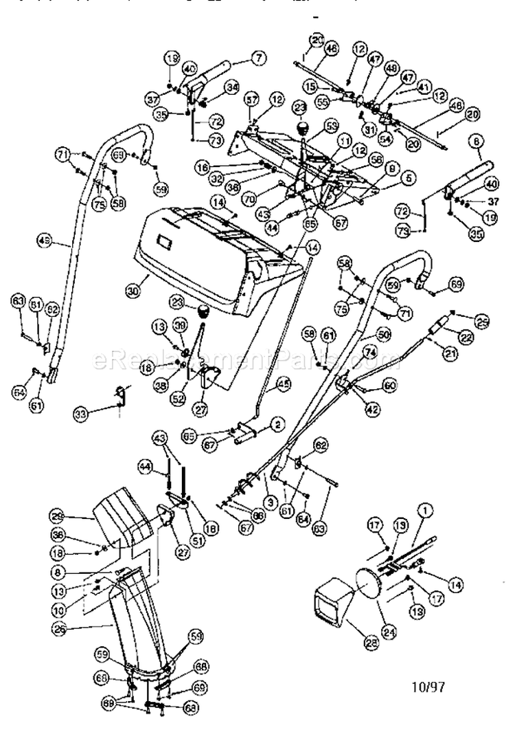 Handle Assembly Diagram and Parts List for 247888500  Craftsman Snow Blower