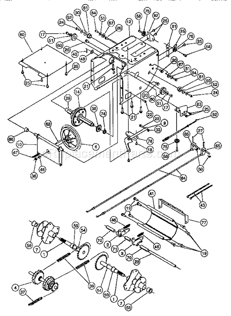 Main Frame Diagram and Parts List for 247888500  Craftsman Snow Blower
