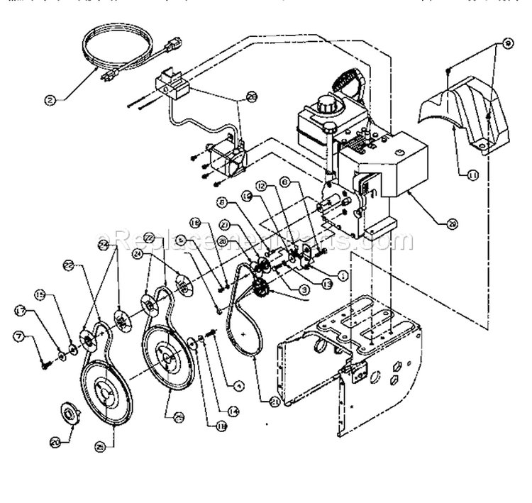 Drive Assembly Diagram and Parts List for 247888500  Craftsman Snow Blower