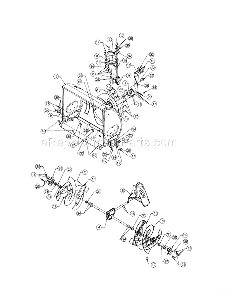 Spiral Housing Diagram and Parts List for 247888510  Craftsman Snow Blower