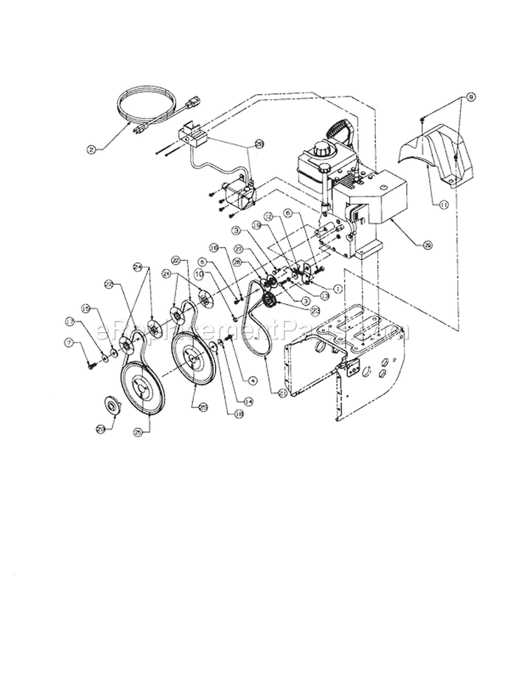 Engine Diagram and Parts List for 247888510  Craftsman Snow Blower