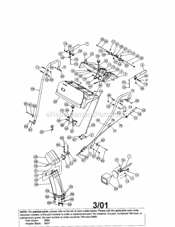 Page A Diagram and Parts List for 247888550  Craftsman Snow Blower