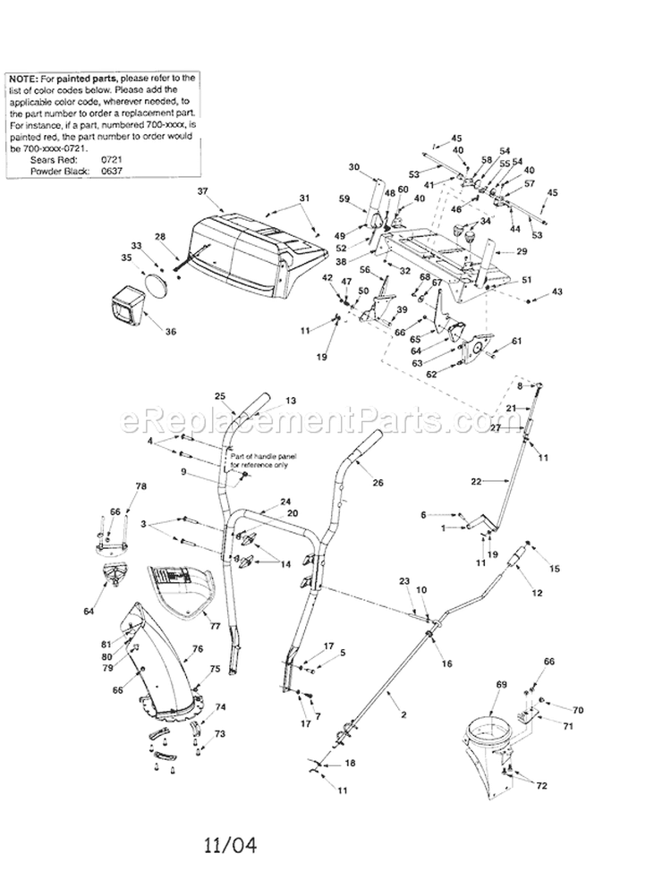 Shift Arm/Handle/Handle P... Diagram and Parts List for 247888900  Craftsman Snow Blower