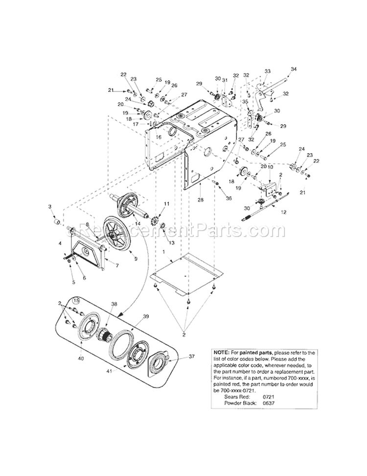 Frame Cover/Drive Cable/S... Diagram and Parts List for 24788890  Craftsman Snow Blower