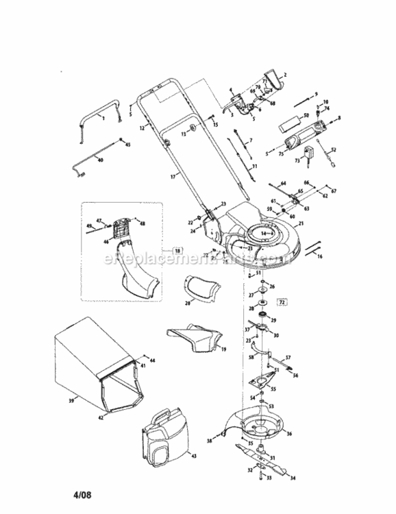 Page A Diagram and Parts List for 247889210  Craftsman Lawn Mower