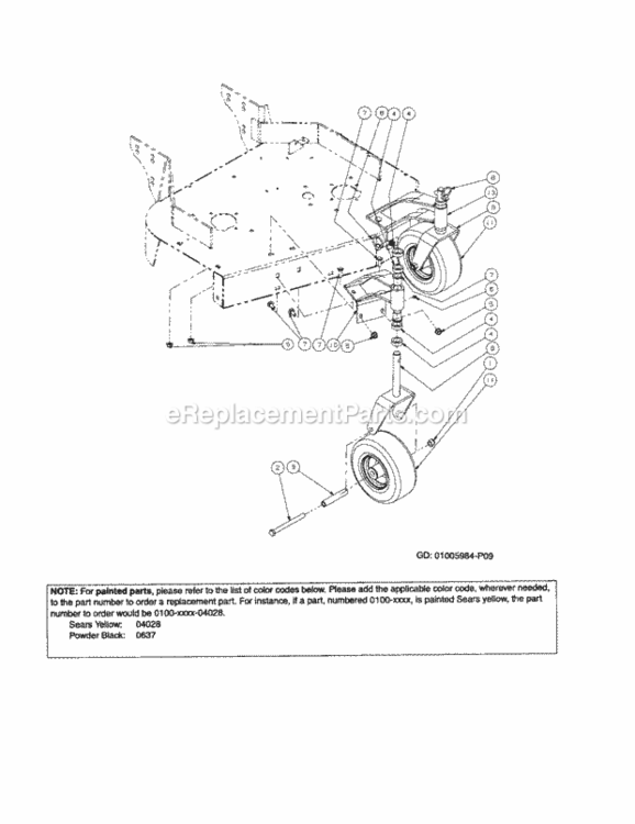Page E Diagram and Parts List for 247889360  Craftsman Lawn Mower