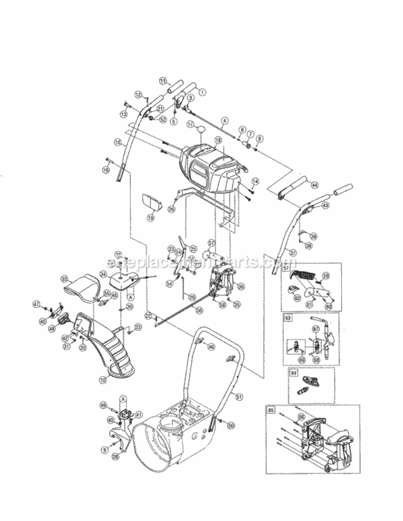 Page B Diagram and Parts List for 247889704  Craftsman Snow Blower
