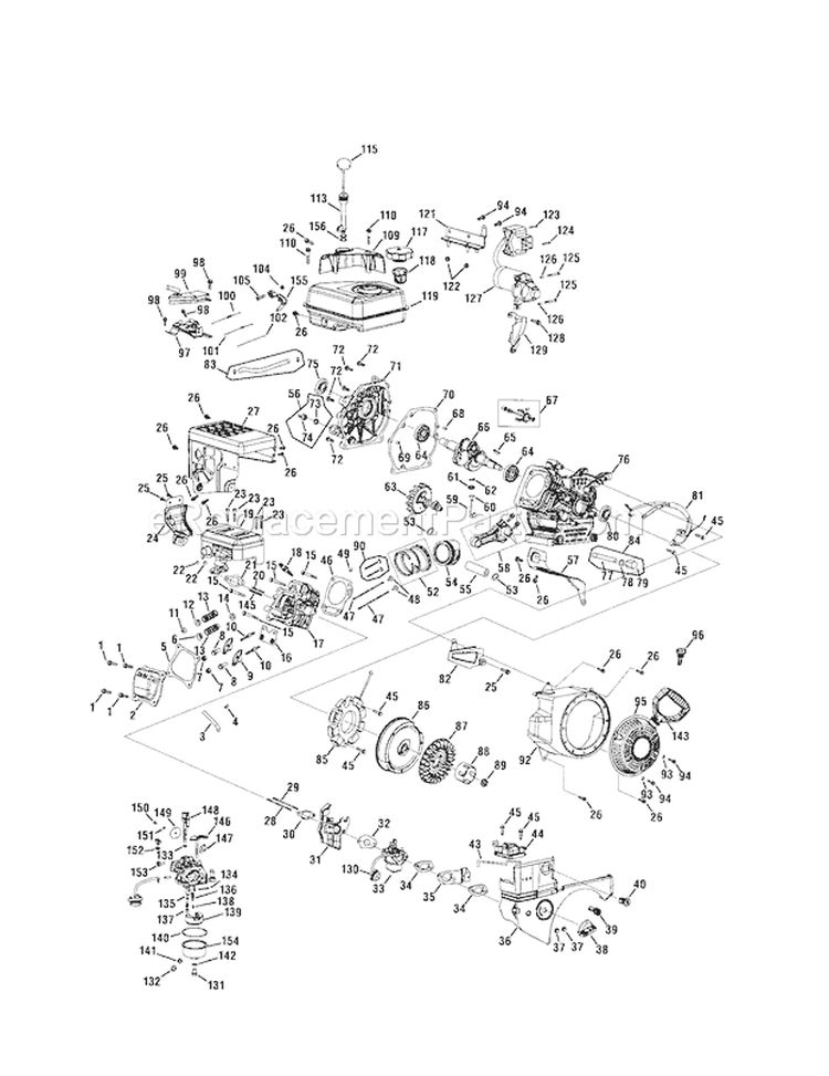 Engine Diagram and Parts List for 24788970  Craftsman Snow Blower
