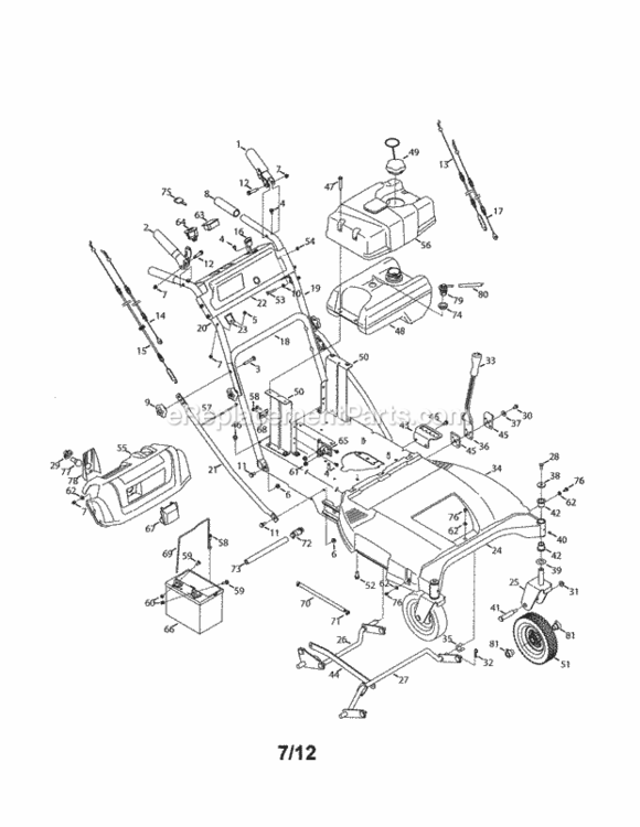 Page A Diagram and Parts List for 247889981  Craftsman Lawn Mower