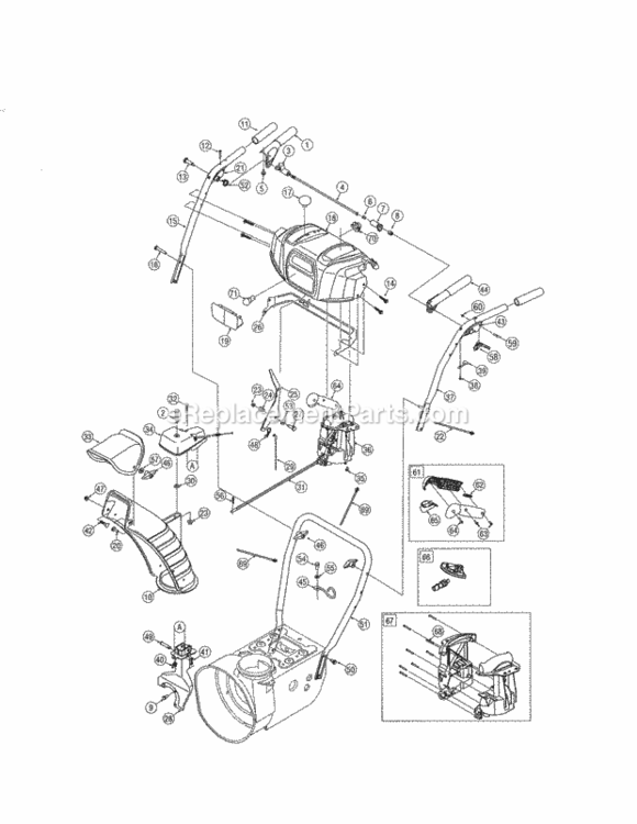 Page B Diagram and Parts List for 247985380  Craftsman Snow Blower