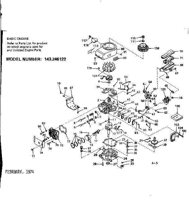 Engine Diagram and Parts List for 143246122  Craftsman Engine
