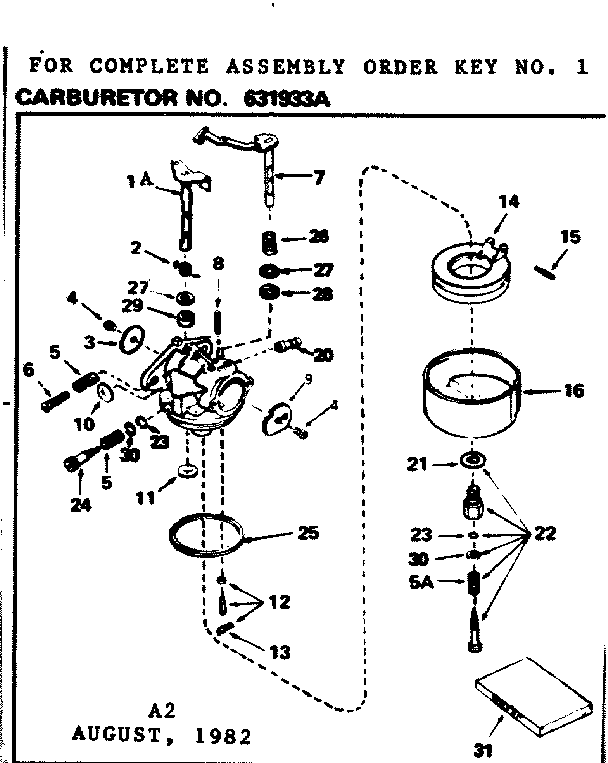 Replacement Parts Diagram and Parts List for 143322012  Craftsman Engine