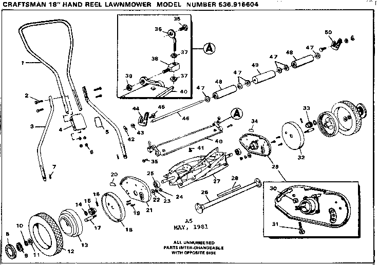 Replacement Parts Diagram and Parts List for 536916604  Craftsman Lawn Mower