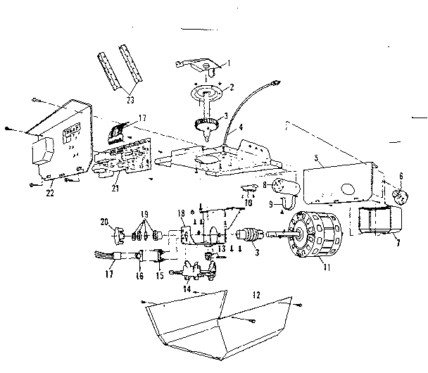Chassis Assembly Parts Diagram and Parts List for 13953605  Craftsman Garage Door Opener