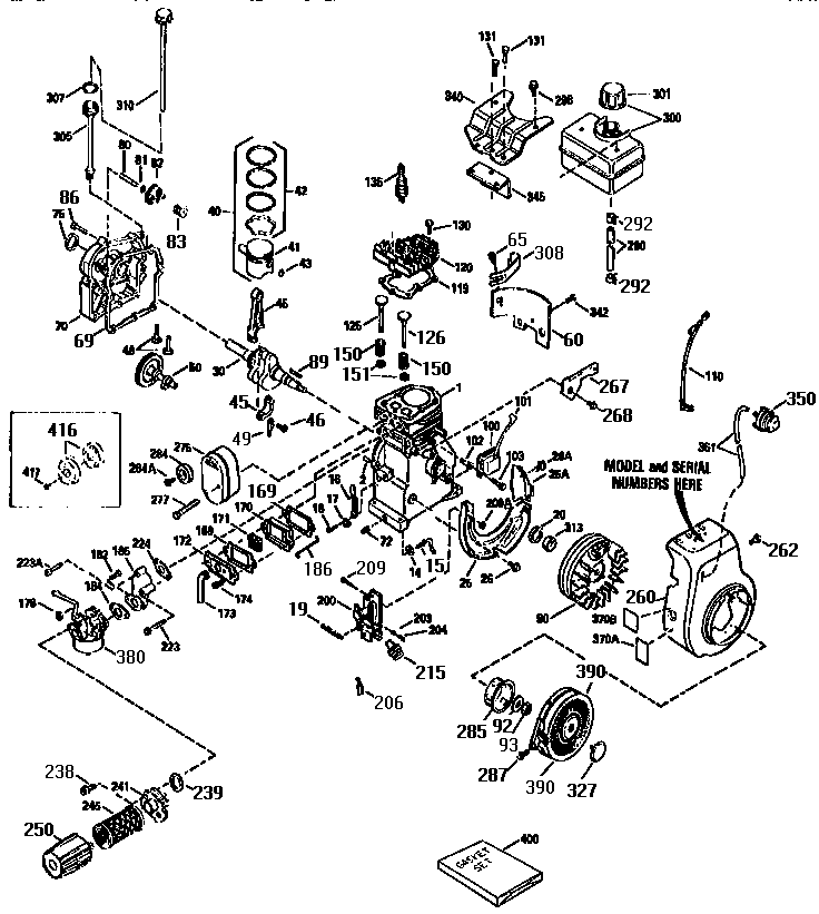 Replacement Parts Diagram and Parts List for 143953509  Craftsman Engine