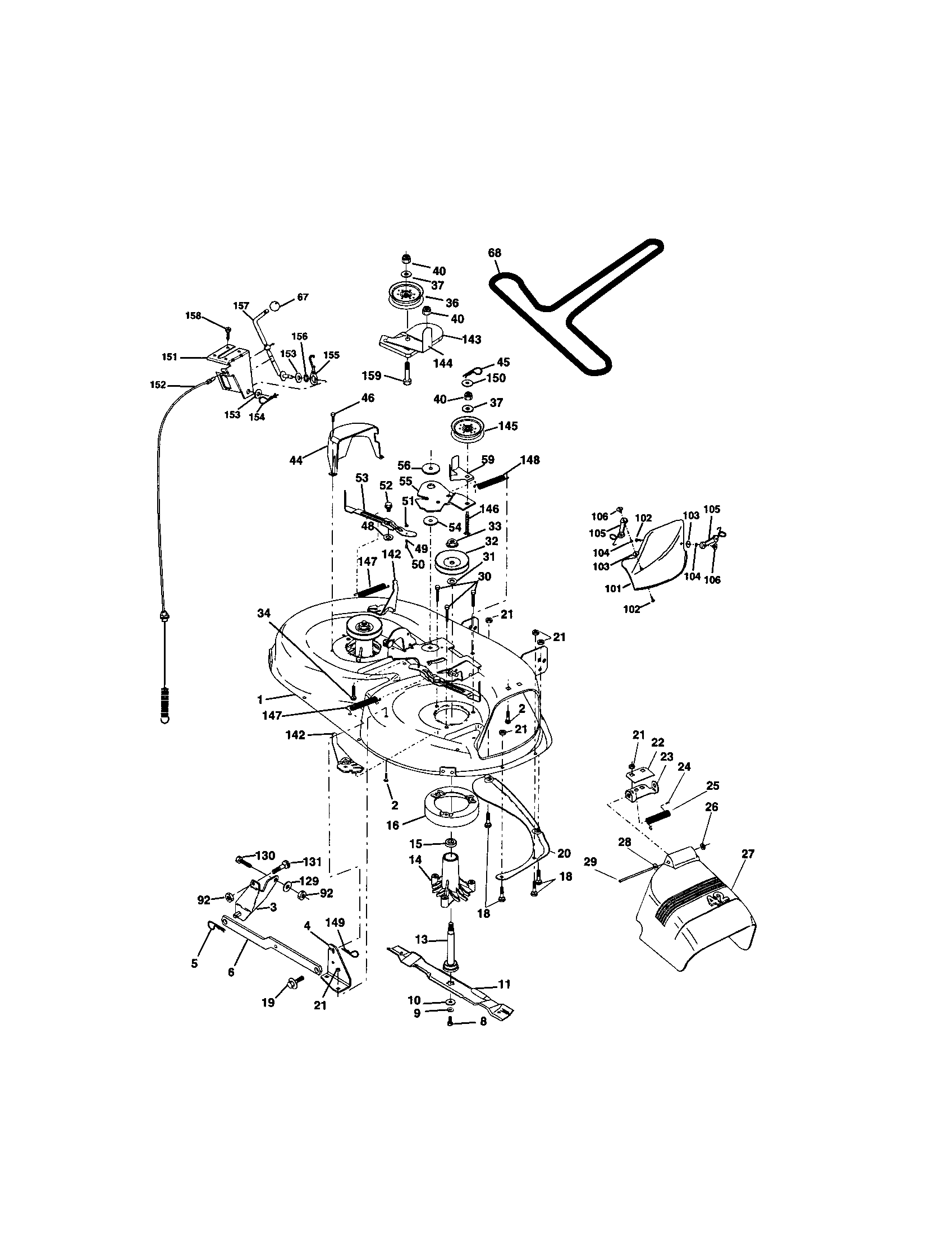 Mower Deck Diagram and Parts List for 917271644  Craftsman Lawn Tractor