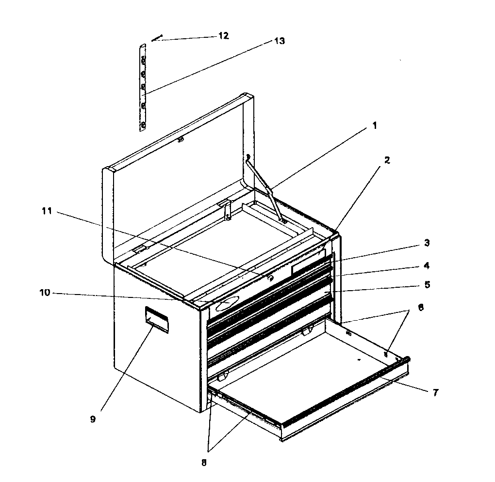 Chest Diagram and Parts List for 706877380  Craftsman Tool Stand & Cart