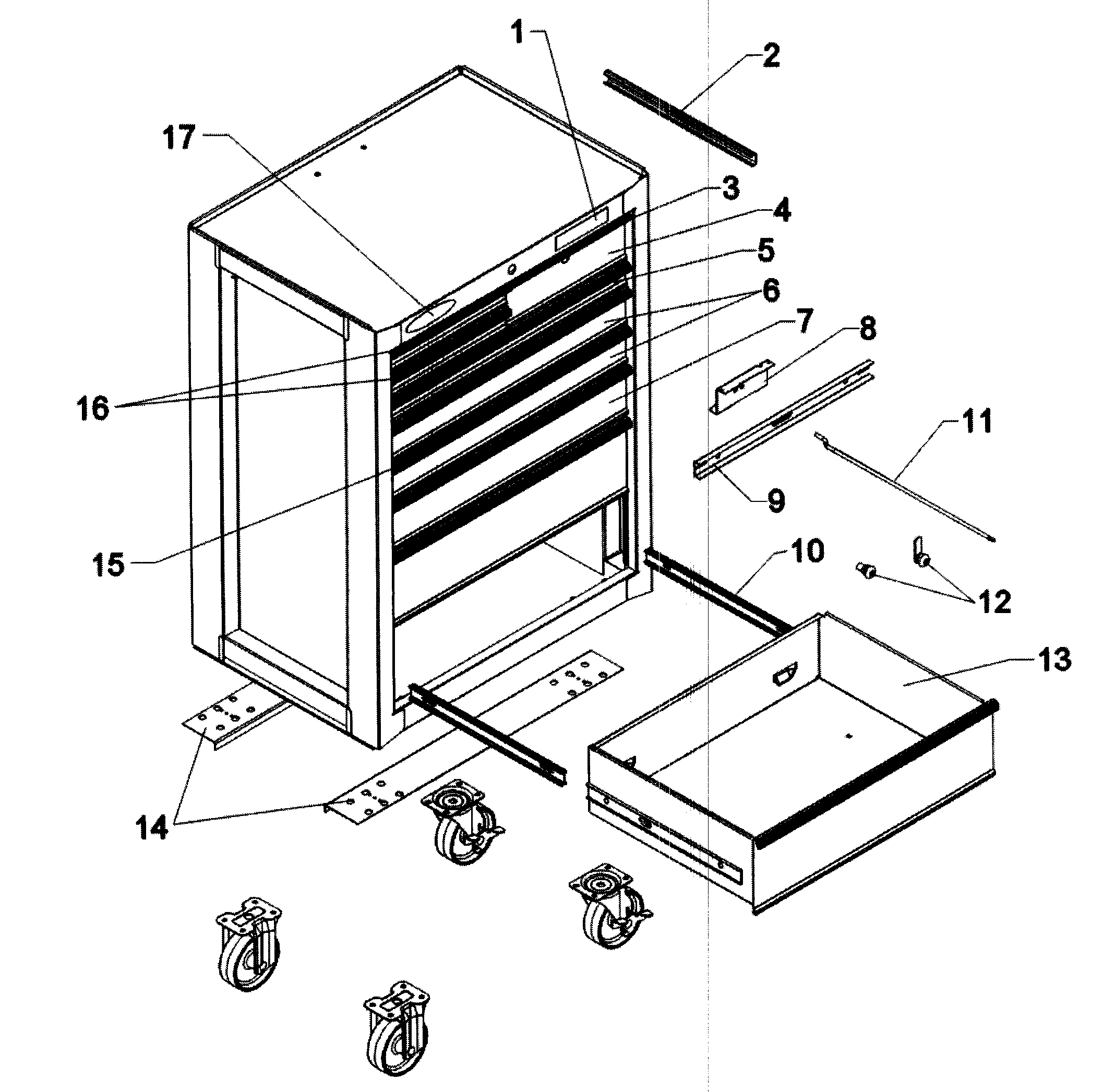 Tool Chest Diagram and Parts List for 706652252  Craftsman Tool Stand & Cart