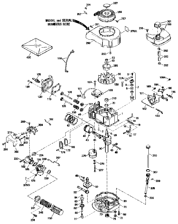 Replacement Parts Diagram and Parts List for 143424192  Craftsman Engine
