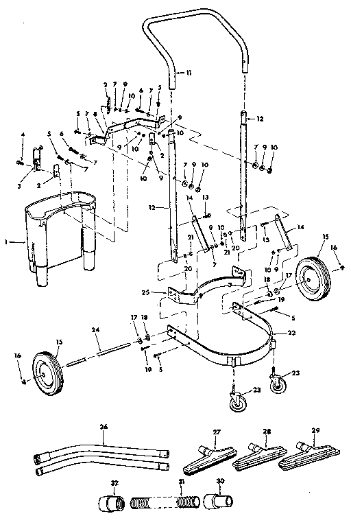 Cart Assembly And Accessories Diagram and Parts List for 113179850  Craftsman Filters & Accessories