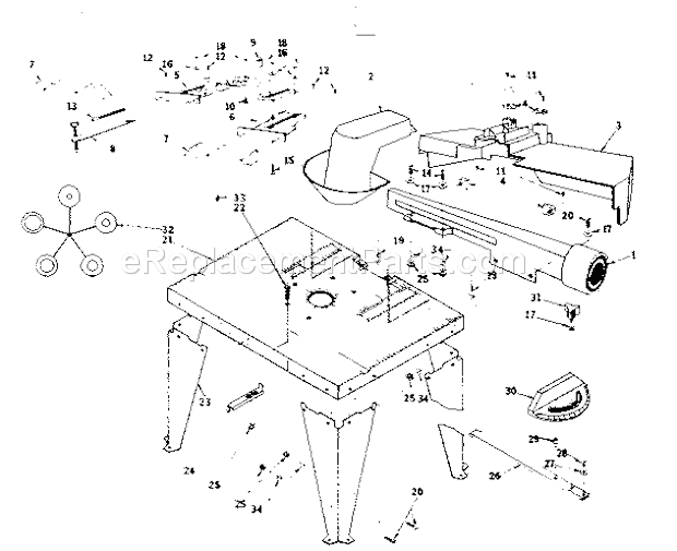 Unit Parts Diagram and Parts List for 25443  Craftsman Router