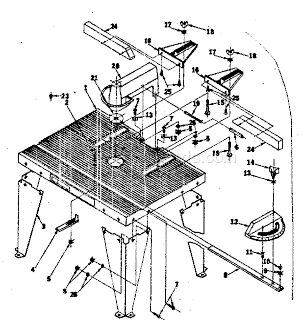 Unit Parts Diagram and Parts List for 2548  Craftsman Router